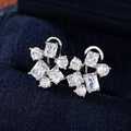 Baguette And Round Clear Stone Floral Cluster Stud Earrings view 1