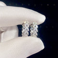 Silver Leaf Pave Clear Stone Small Huggie Hoop Earrings view 1