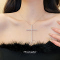 Long Crystal Cross Pendant Necklace in Two Metal Tones view 3