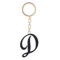 Black Enamel Gold Outline Script Letter Keychain Alphabet view 9