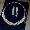 Silver Rhinestone Necklace Earring Sets Crystal Bracelets view 9