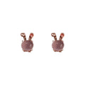 Rose Gold Pink Cabochon Bunny Rabbit Ear Stud Earrings view 5