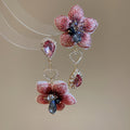 Floral Crystal Drop Earrings In Four Color Designs view 6