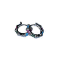 Black Huggie Hoop Earrings With Multicolor Crystal Rows view 5
