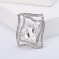 Wavy Metal Frame Faceted Glass Brooch in Four Colorways view 6