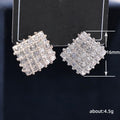 Square Round-Stone Cluster Stud Earrings In Gold And Silver Tones view 5