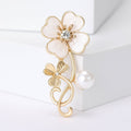 Shell Effect Flower Stem Brooch in Gold or Silver With Pearl view 4