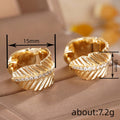 Leaf Textured Hoop Earrings in Gold-Tone Metal Jewelry view 4