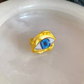 Gold Silver Blue Eyeball Open Ring Irregular Metal Frame view 7