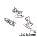 Antique Silver Tone Rocking Horse Large Hole Spacer Bead view 4