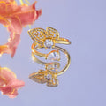 Gold Zircon Butterfly Open Ring Teardrop Accent Free Size view 4