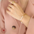 Gold Freshwater Pearl And Figaro Chain Mixed Bracelet view 3