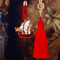 Mixed Sailboat Fish Horse Treasure Bowl and Ingot Car Hangers with Red Tassels view 4