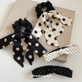 Black White Polka Dot Bow Hair Clips and Scrunchies view 2