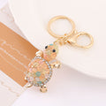 Cat Eye Stone Turtle Rhinestone Keychain Cream Multicolor view 4