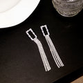 Silver Rhinestone Long Tassel Drop Earrings 11 Styles view 11