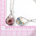Silver Tone Teardrop Pressed Flower Resin Pendant Necklaces view 5