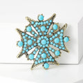 Eight Point Beaded Star Brooch in Red or Turquoise view 2