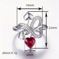 Silver Infinity Heart Red Stone CZ Ring Sizes 5-12 view 5