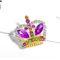 Purple Gold Tone Crown Metal Brooch Pin for Jackets and Lapels view 4