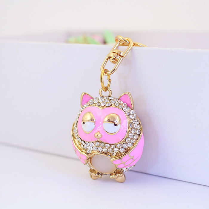 Cute Enamel Owl Keychain Zinc Alloy Car Key Bag Charm Gift