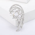Long Curved Crystal Spray Brooch With Pearl Cluster view 3