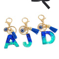 Ombre Glitter Resin Letter Keychain With Evil Eye Charm view 5