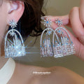 Crystal Castle Statement Stud Earrings Fashion Jewelry view 2