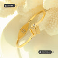Matte Butterfly Hinge Bangle Bracelet Gold Rose Crystal view 2