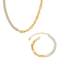 Baguette Zircon Link Splice Necklace and Bracelet Gold Steel view 5