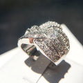 Wide Woven Knot Clear And Blue Stone Ring In Silver Tone view 4
