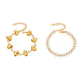 Crystal Leaf and Heart Bracelets in Gold and Silver Tone view 5