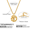 Bamboo Circle Pendant Necklace Bracelet Gold Steel Pearl view 9