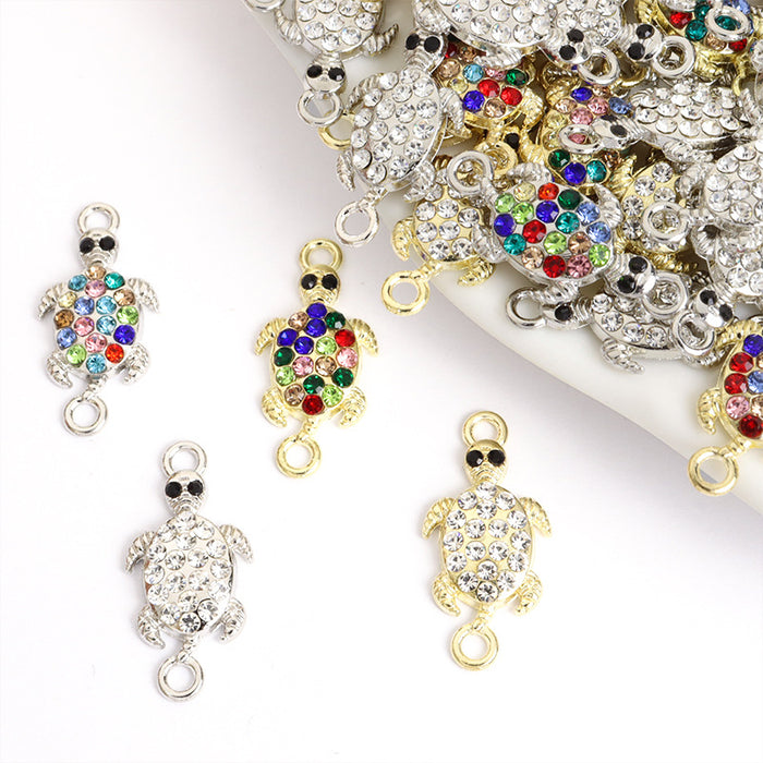 Rhinestone Turtle Two Loop Connector Charms in Four Styles