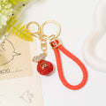 Rhinestone Fu Lucky Bag Keychain Gold Metal Charm Cord Options view 12