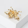 Yellow Enamel Bee Brooch in Detailed Metal and Crystal Design view 2