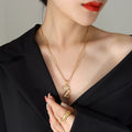 Gold Crown Initial Letter Pendant Necklace Rope Chain view 4