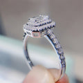 Silver Tone Emerald Cut Clear Stone Halo Ring Jewelry view 3