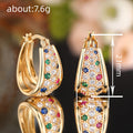 Gold Tone Multicolor Crystal Tapered Huggie Earrings view 4