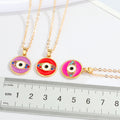 Gold Tone Round Enamel Evil Eye Chain Pendant Necklaces in Four Colors view 2