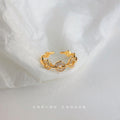 Gold Tone Clear Stone Chain Link Adjustable Open Ring For Women view 3
