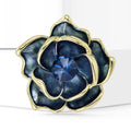 Layered Dark Blue Flower Brooch Pin with Gold Tone Edges view 2