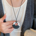 Layered Wood Disc Pendant Cord Necklace Jewelry Design view 4