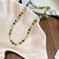 Green Gold White Pearl Stone Beaded Choker Necklace view 4