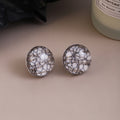 Gray Pink and Blue Crackle Pattern Round Stud Earrings view 6
