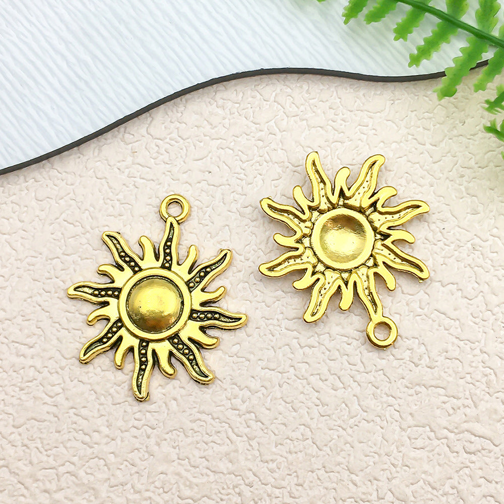 Antique Gold Zinc Alloy Key Starfish Sun Crown Flower Charm Pendant for DIY Jewelry