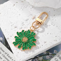 Gold Tone Enamel Daisy Clip Keychains in Four Colors view 2