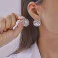 Twisted Rope Circle Stud Earrings With Imitation Pearl view 4