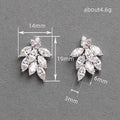 Silver Tone Leaf Cluster Stud Earrings With Clear Stones view 4