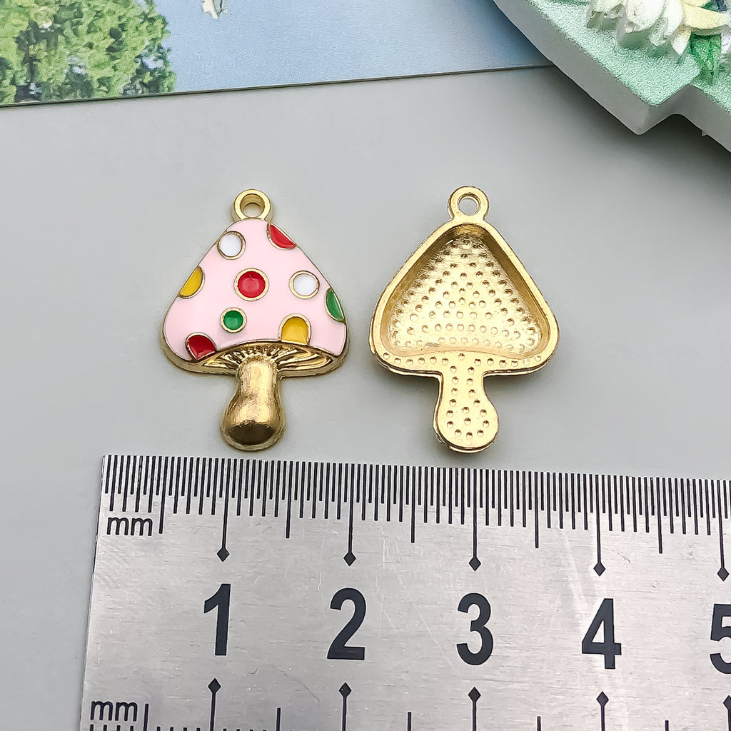 Zinc Alloy Enamel Red Mushroom Charm Pendant for DIY Bracelet Earrings Keychain